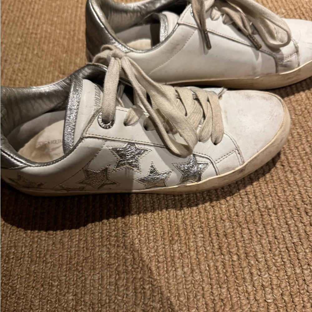 Zadig & Voltaire White and Silver Sneakers
